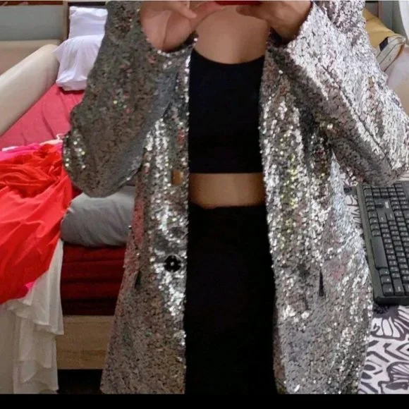 Silver sequin blazer - Picture 5 of 13